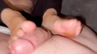 Hand Job turns inside devils pedicure  try not to cum challenge