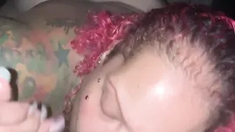 Licking this chocolate cock
