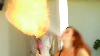 Fire-breathing red haired cutie with gigantic hooters takes gigantic rod