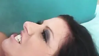 Petite broad with perky melons blows and takes penis