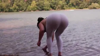Pants porn video – Beach mom into transparent pants