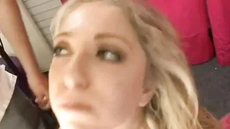 Teens gaggs on trio penis and awaits cum