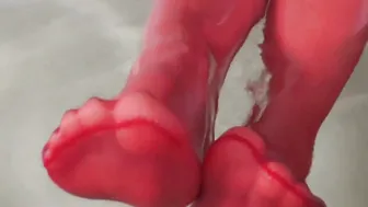 Relax And See My Red Nylon Foot Wiggling Feet Bondage Tape