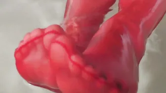 Relax And See My Red Nylon Foot Wiggling Feet Bondage Tape