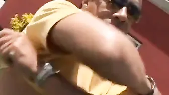 Yard porn video – Sexually voracious blonde whore was gang-boned on the yard