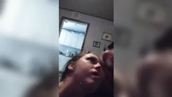 playful fiance laughs about cum into her eye
