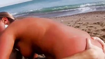 Big Tit blonde 19 yo has anal sex on the beach