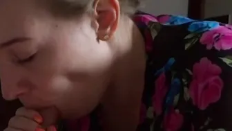The best gift for the holiday - passionate fellatio with cum inside mouth and cum play - Nata Sweet
