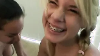 Adorable Thin barely legal enjoy dyke oral with sexual chick Friend.