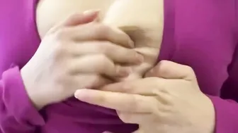 Strokes my boobies satisfy