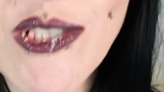 Ray Ray XXX shows her melons and fishnets before fucking her vibrator and jizzes upside down