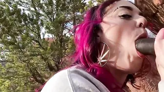 SKANK BLOWS big black dick INSIDE OUTDOORS