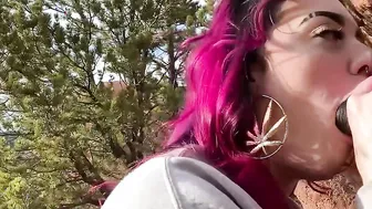 SKANK BLOWS big black dick INSIDE OUTDOORS