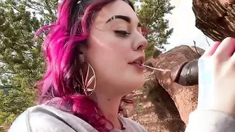 SKANK BLOWS big black dick INSIDE OUTDOORS