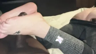 Slow Motion turf job from Milf with stunning foot