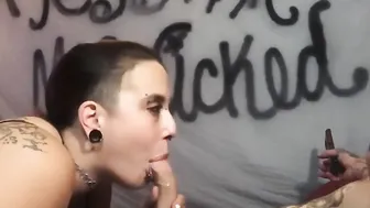 Friendly cougar eats up his huge thick penis