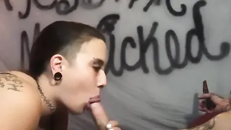 Friendly cougar eats up his huge thick penis