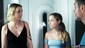 Perverted dad fucks his daughters teens friend Mona Blue into the night