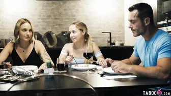 Perverted dad fucks his daughters teens friend Mona Blue into the night