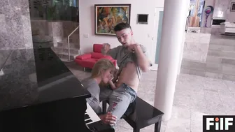 Vulgar Stepson Gets Milf to Screwed him during his Piano Practice