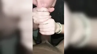 Cheating White women getting mouthful of cum from neighbor big black cock
