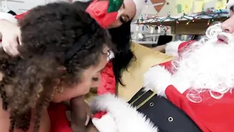 Gorgeous chicks Kira Perez and Crystal Rush are enjoying his BBC - Santa Claus Is Cum