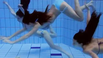 Fun nude girls got sexsual inside the pool