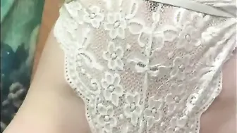 Panties stripping and touching myself as my man watches before sex