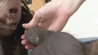 Dark Hair with natural titties loves huge african dick