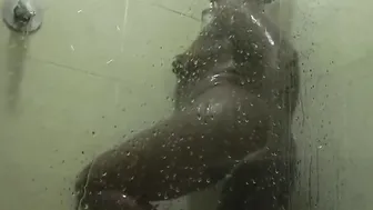Huge Butt Ebony Lesbians Rough Shower Fingered and Groaning