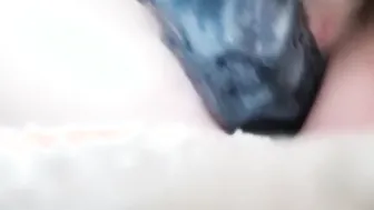 Little cunt enormous dildo
