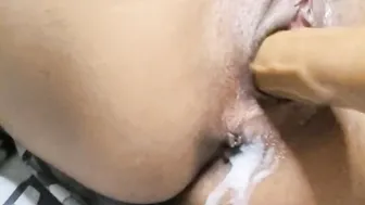 So much fun chilling myself with a fake big penis with sex toy