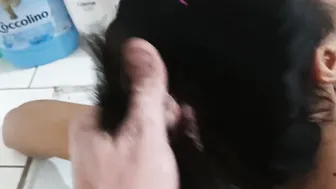 Restroom fucking  blowing  cum into mouth part one