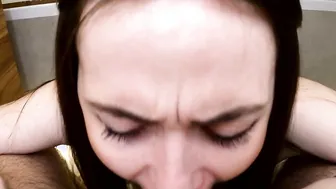 Crazy Hot big boobed chick very Beauty and sloppy blows a huge penis and getting sperm on her adorable face 4K 60FPS