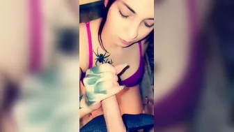 Blowing his cock  gets came on