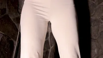 Pissing and fucking - Milf piss into leggings and getting rough nailed
