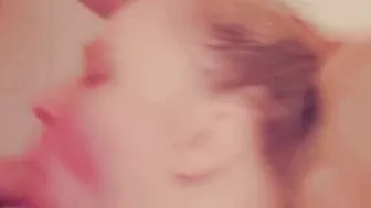 Cougar sucking off rough penis inside the shower