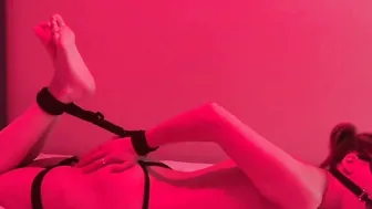 Hogtied and gagged with a dildo and left to squirm into satisfaction