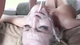 Big Boobed bimbo getting her throat banged rough
