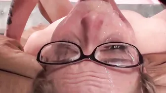 18 Year Old into glasses slobbers on his rough penis