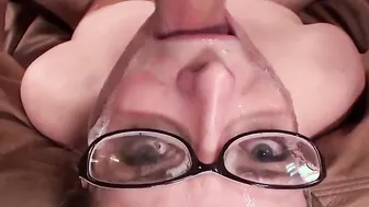 18 Year Old into glasses slobbers on his rough penis