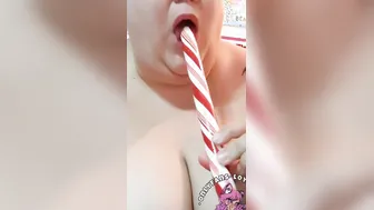 SSBBW with gigantic breasts getting titty plowed by a peppermint stick