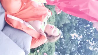 Hand Job and squirt on ex-wifes huge titted wearing rainwear and pvc boots