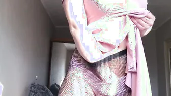 Before school a perfect baby caresses herself