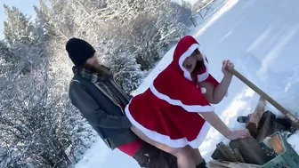 Woodsman fucks Mrs Claus into a winter wonderland