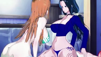 nami /robin and luffy cummed