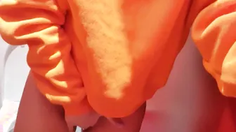 She cant wait anymore Risky masturbation into aeroport bathroom