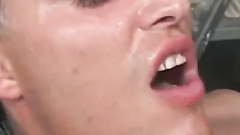 See fake titty mom got on the floor and suck