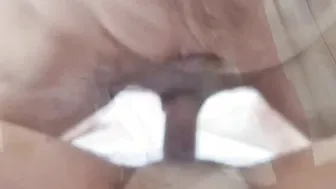 Oriental old performer taking a big penis into her twat