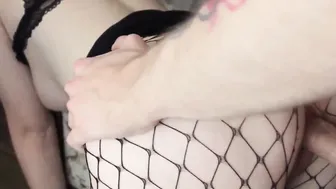 Hottie Bae into Mesh Tight Deep Throat and Doggy Style Nailed - Creampie